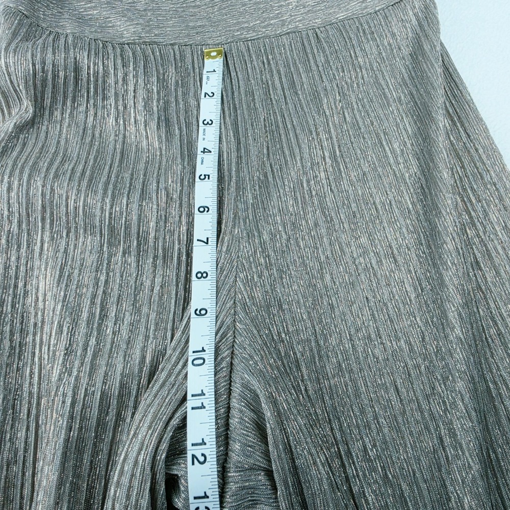 R&M Richards Womens Metallic Plisse Pleated Halter Wide Leg Jumpsuit Size 8 - Picture 10 of 12